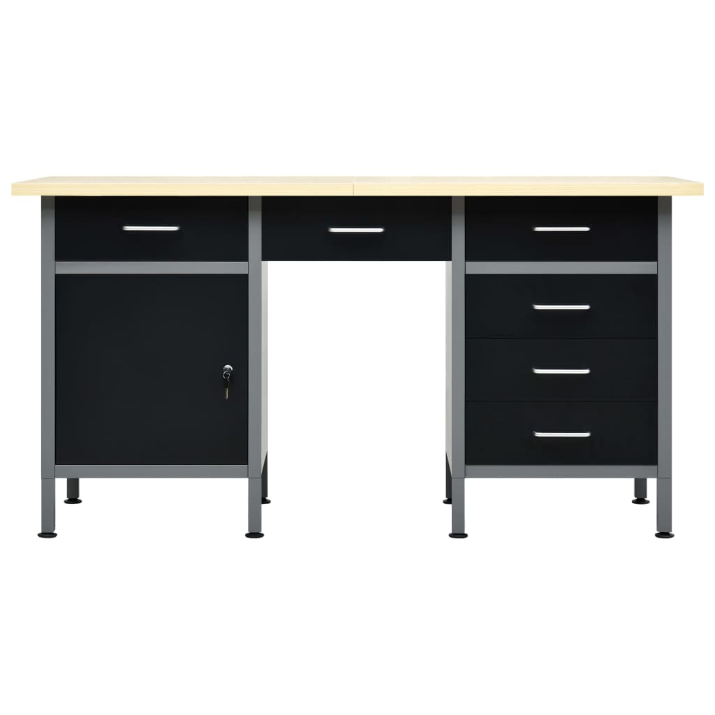 Workbench Black 160X60X85 Cm Steel