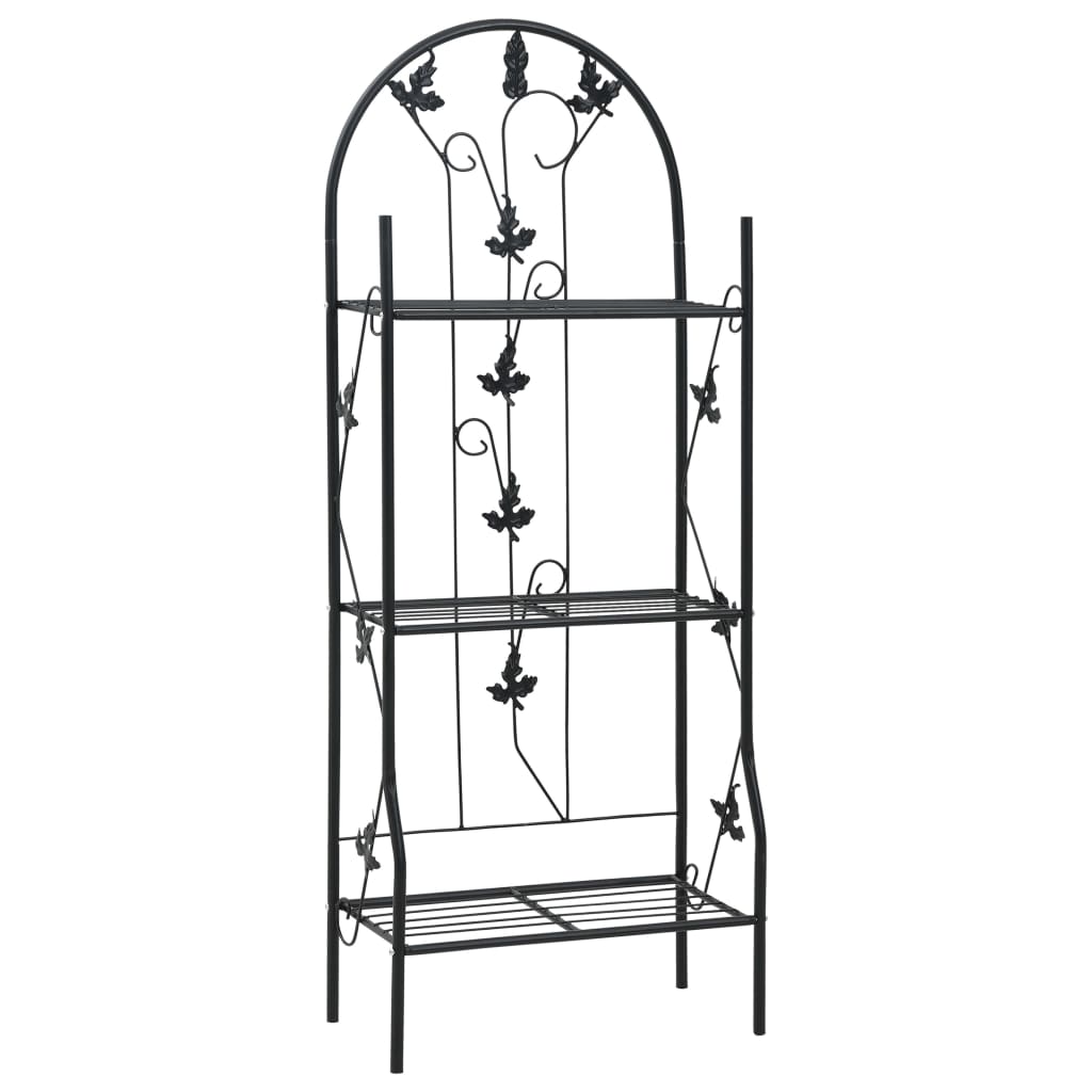 3-Layer Plant Rack Black 52X28X128 Cm Iron