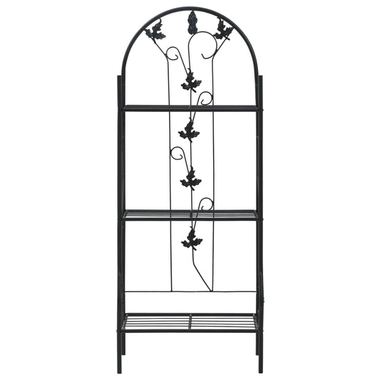 3-Layer Plant Rack Black 52X28X128 Cm Iron