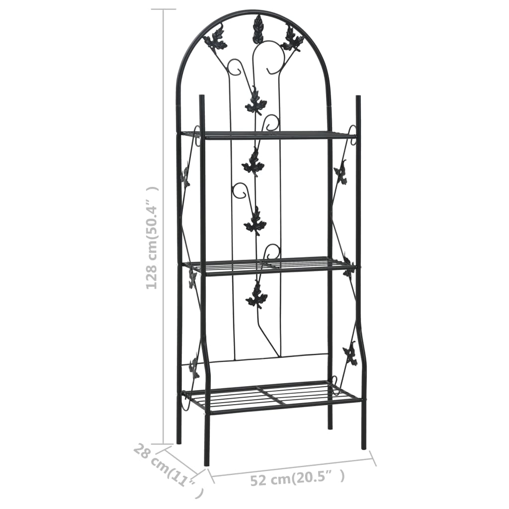 3-Layer Plant Rack Black 52X28X128 Cm Iron