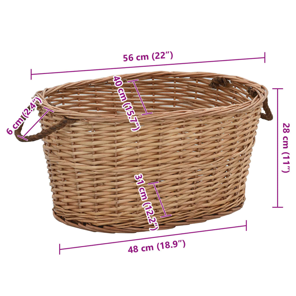 Firewood Basket With Carrying Handles Natural Willow
