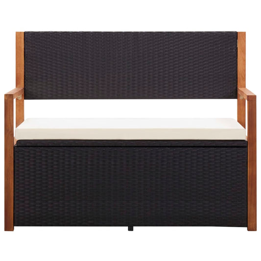Storage Bench 115 Cm Poly Rattan And Solid Acacia Wood