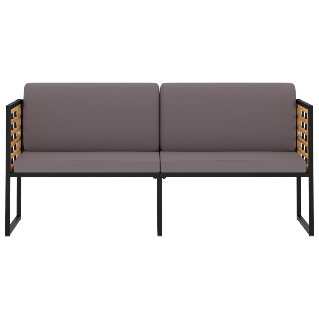 Garden Bench With Cushions 136 Cm Solid Acacia Wood Dark Grey