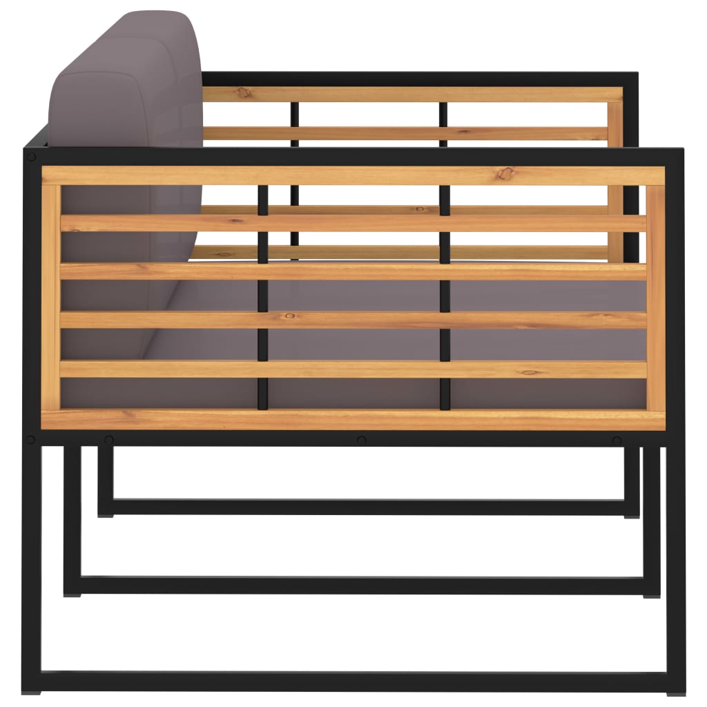 Garden Bench With Cushions 136 Cm Solid Acacia Wood Dark Grey