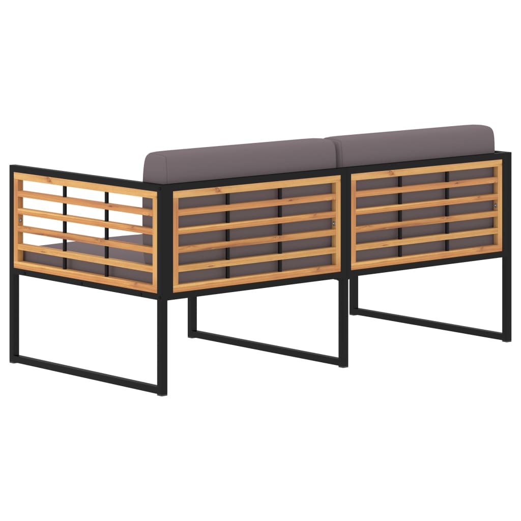 Garden Bench With Cushions 136 Cm Solid Acacia Wood Dark Grey
