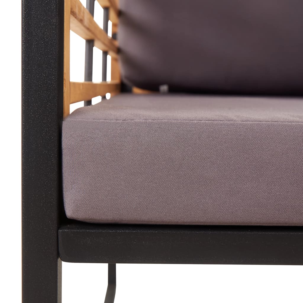 Garden Bench With Cushions 136 Cm Solid Acacia Wood Dark Grey