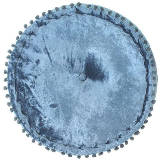 Round Pouffe Velvet 40X20 Cm Blue