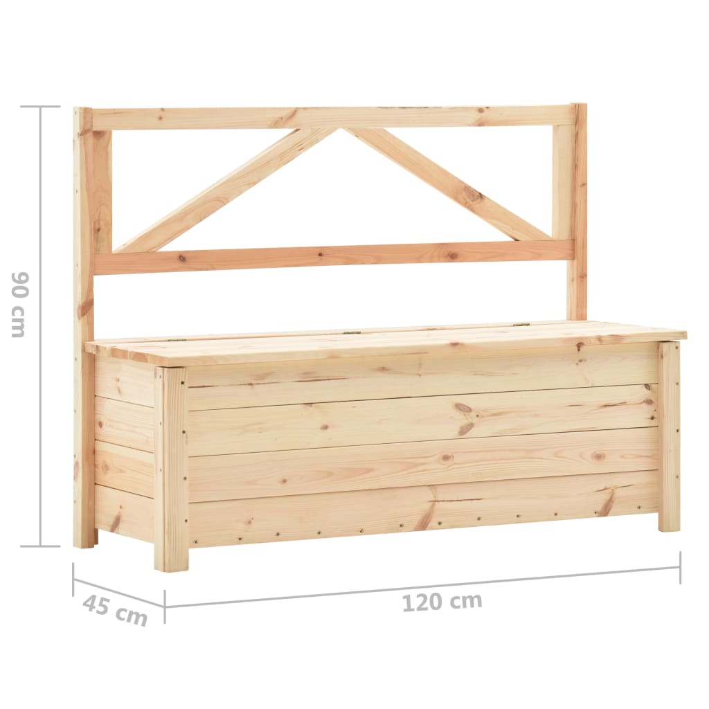 Storage Bench 120 Cm Solid Pine Wood