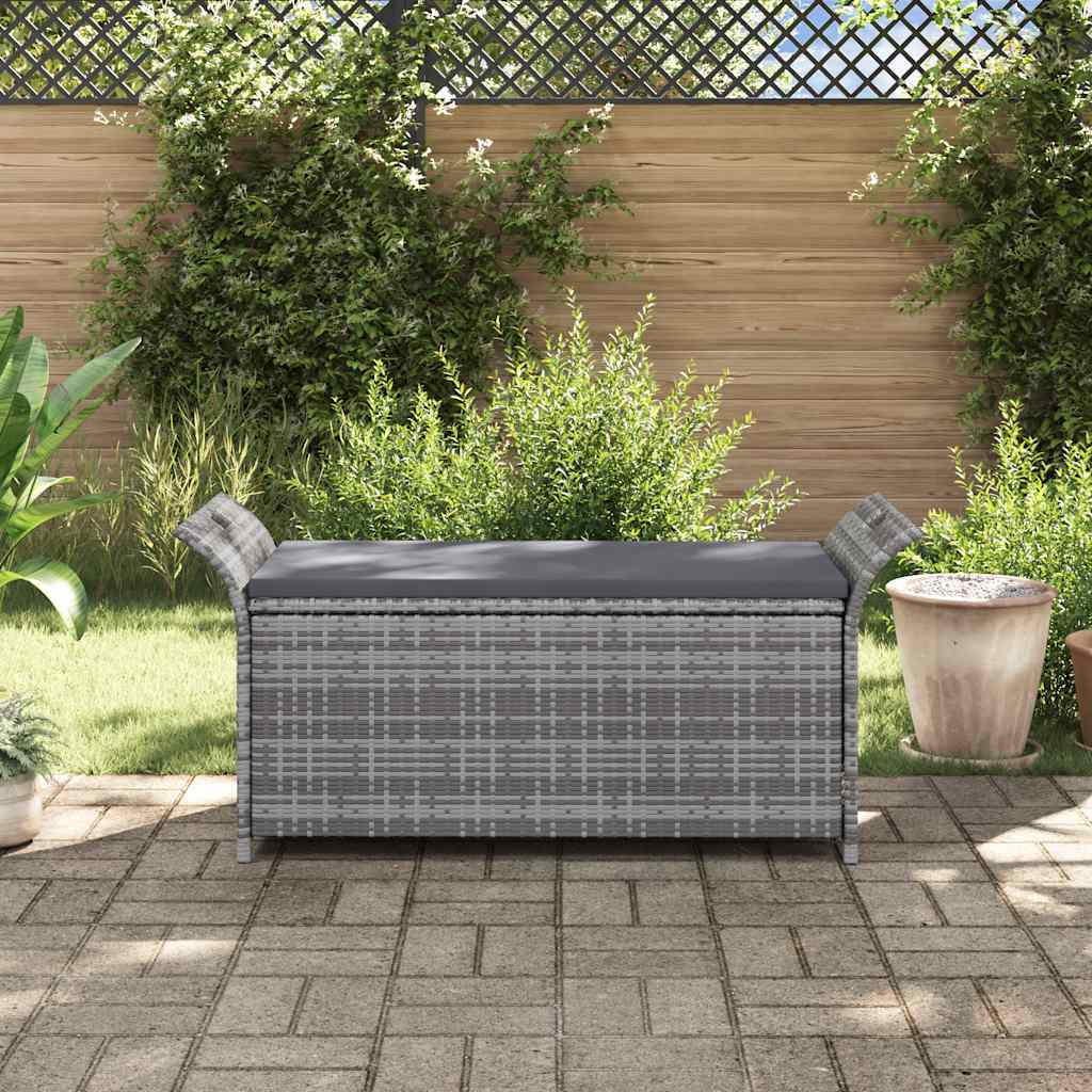 Storage Bench With Cushion 138 Cm Poly Rattan