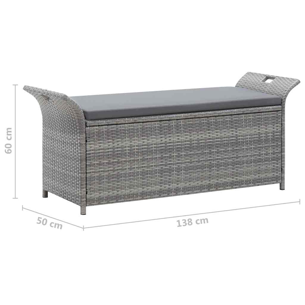 Storage Bench With Cushion 138 Cm Poly Rattan