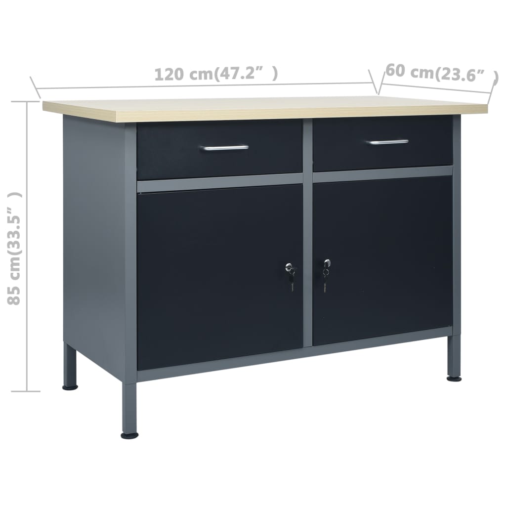 Workbench With Three Wall Panels And One Cabinet