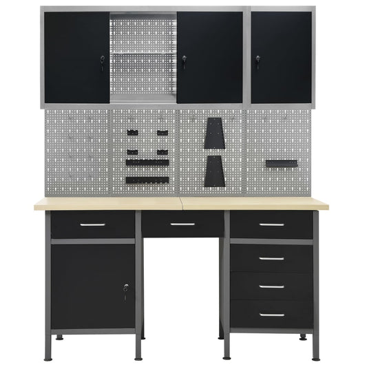 Workbench With Four Wall Panels And Two Cabinets