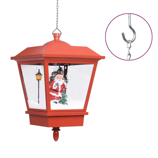Christmas Hanging Lamp With Led Light And Santa Red 27X27X45 Cm