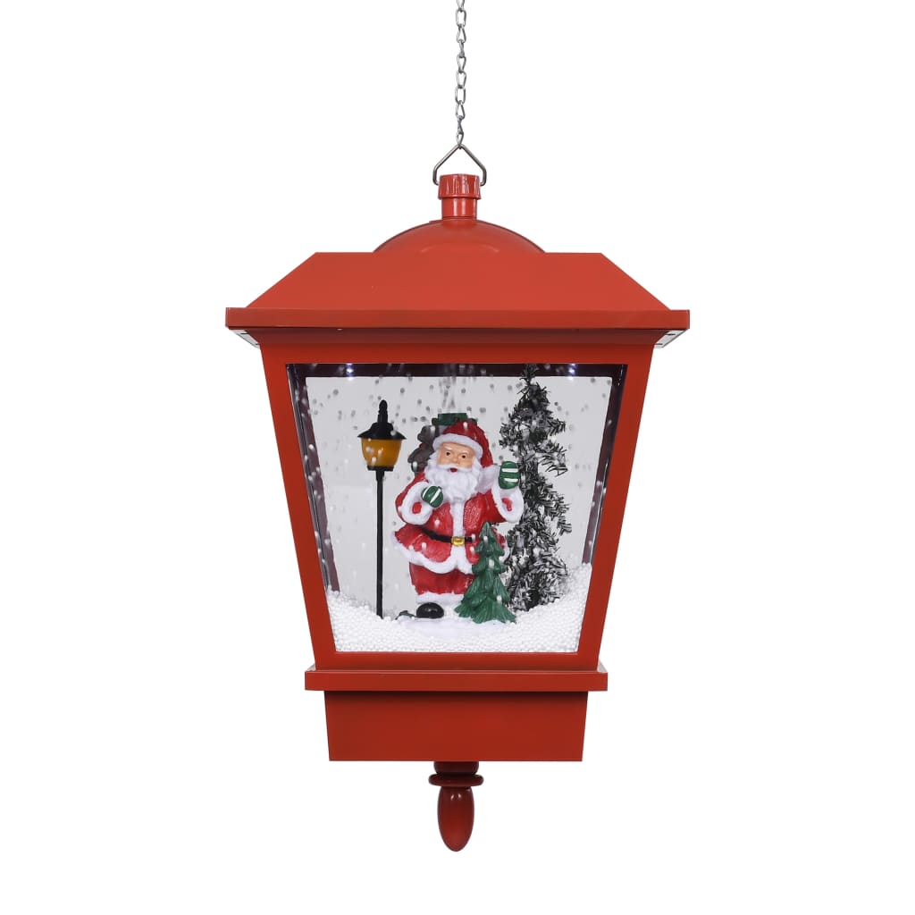 Christmas Hanging Lamp With Led Light And Santa Red 27X27X45 Cm
