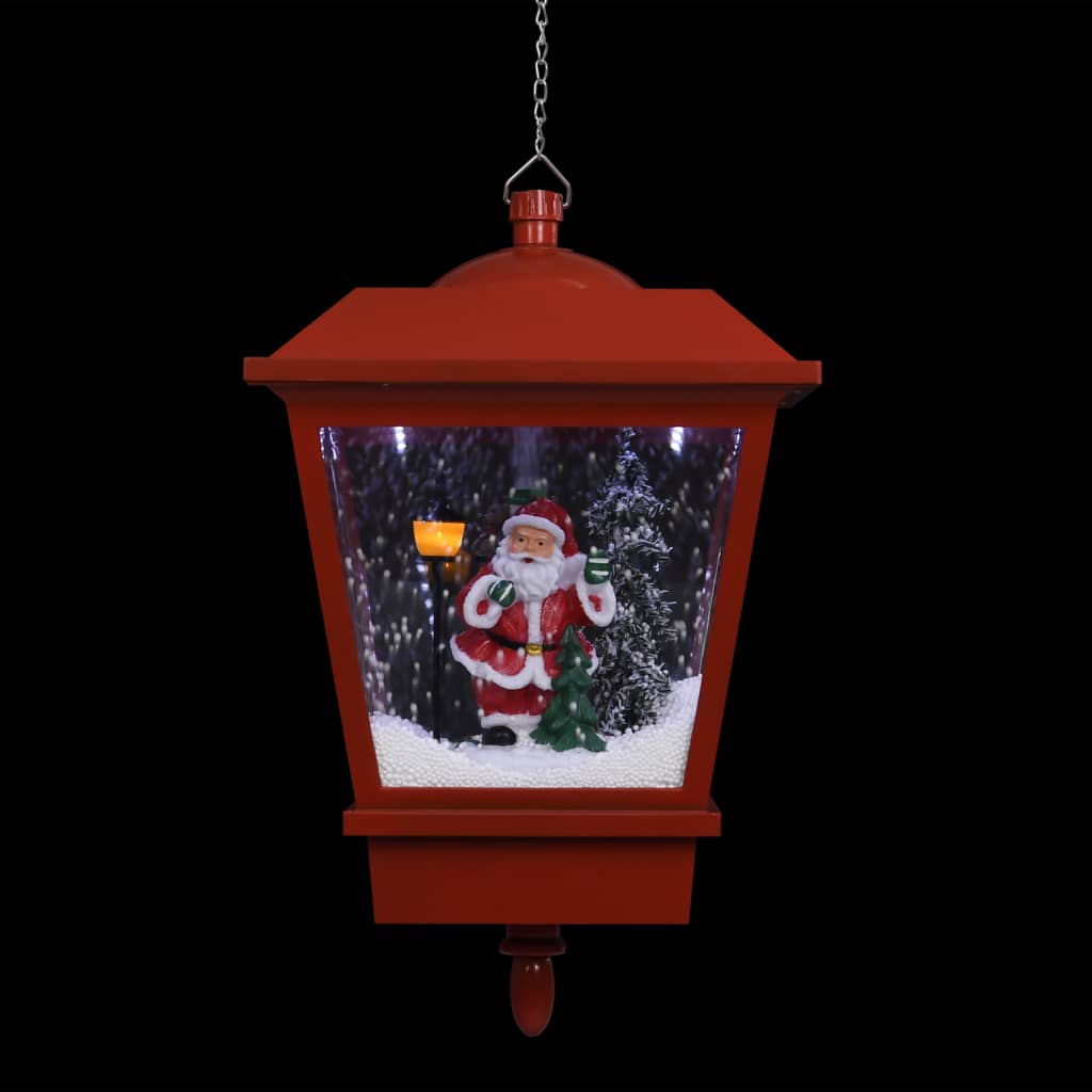 Christmas Hanging Lamp With Led Light And Santa Red 27X27X45 Cm