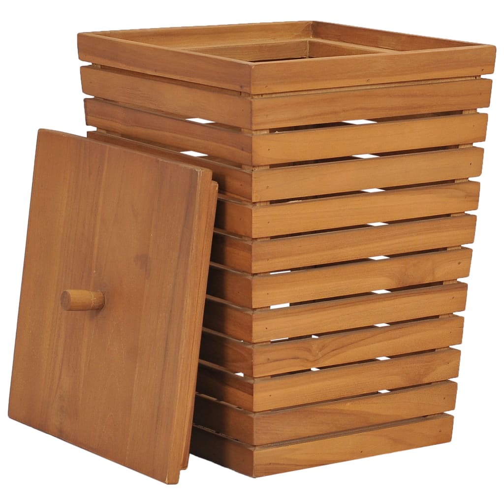 Laundry Basket 30X30X45 Cm Solid Teak Wood