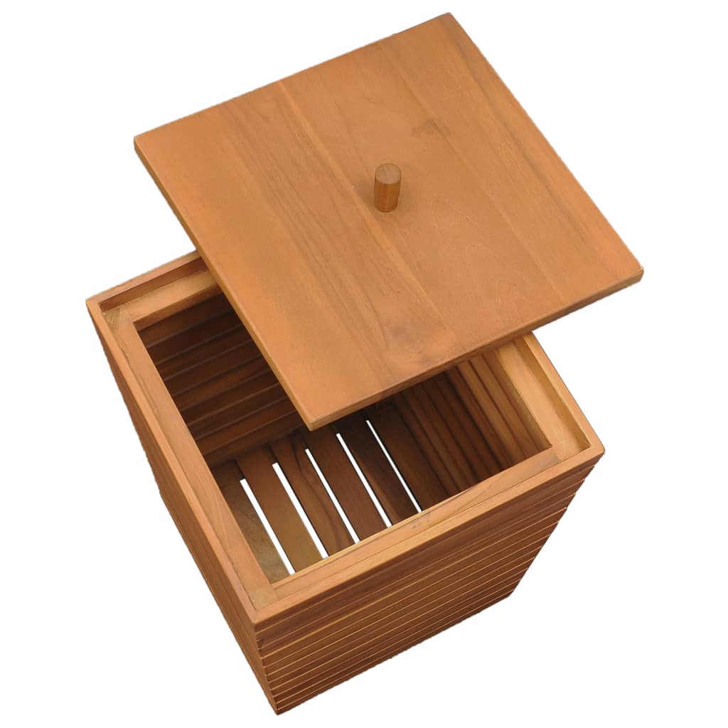 Laundry Basket 30X30X45 Cm Solid Teak Wood