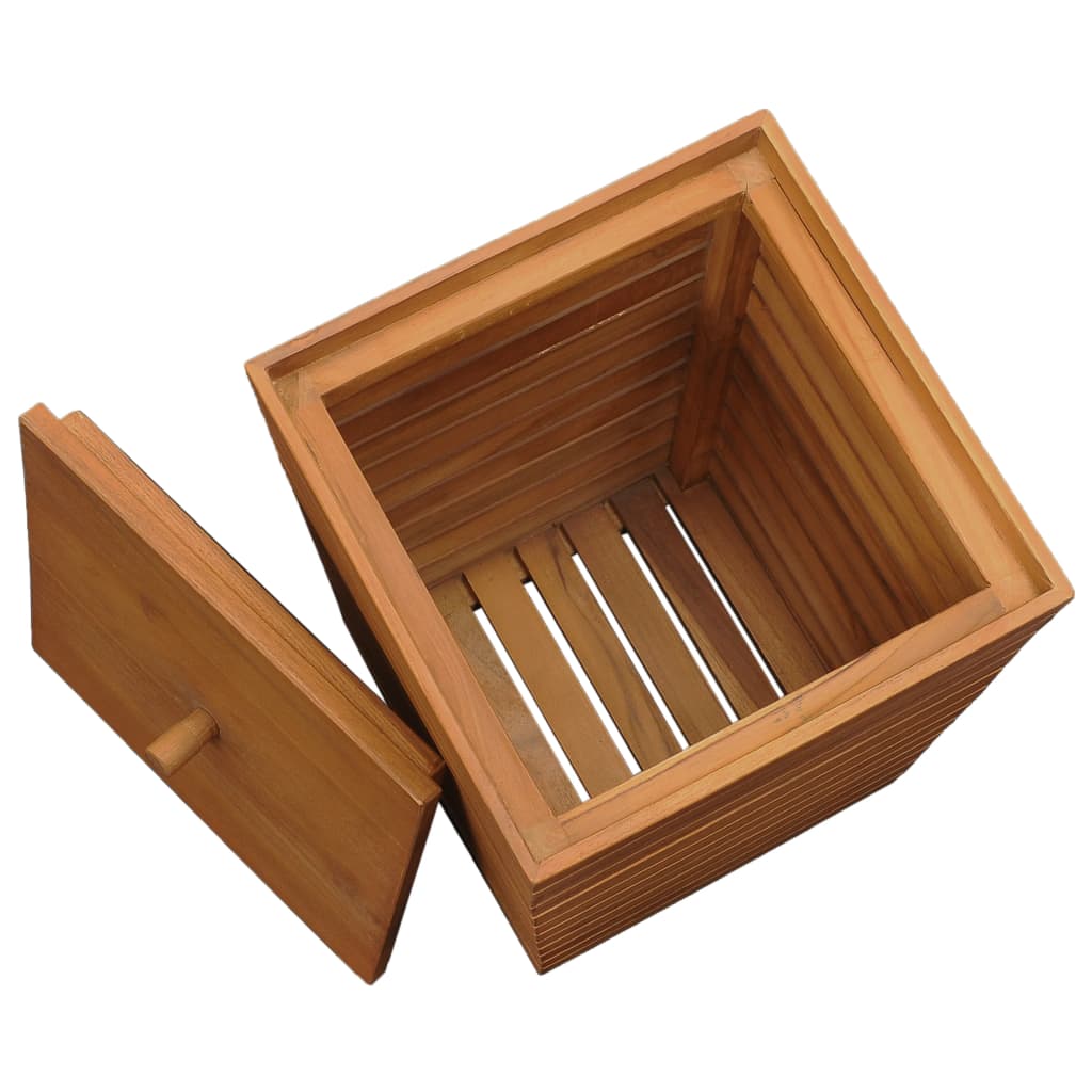 Laundry Basket 30X30X45 Cm Solid Teak Wood