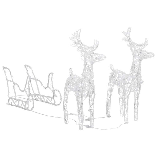 Reindeers & Sleigh Christmas Decoration 160 Leds 130 Cm Acrylic