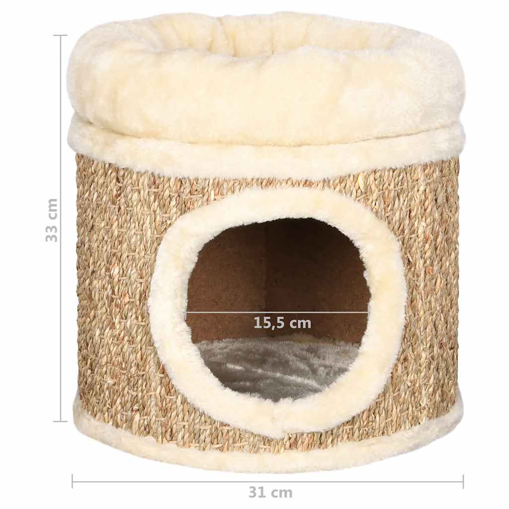 Cat House With Luxury Cushion 33 Cm Seagrass