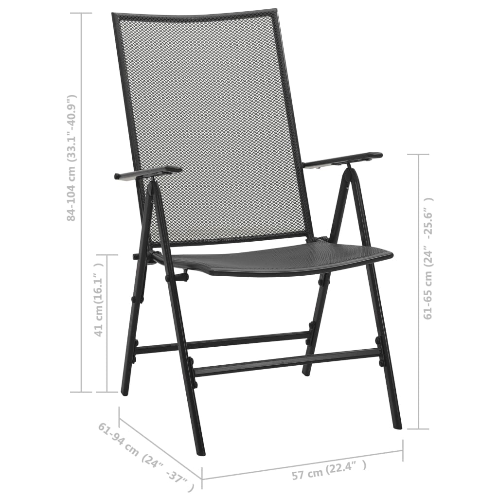 Folding Mesh Chairs 4 Pcs Steel