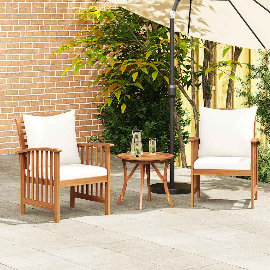 Garden Chairs With Cushions 2 Pcs Solid Acacia Wood Brown And Cream