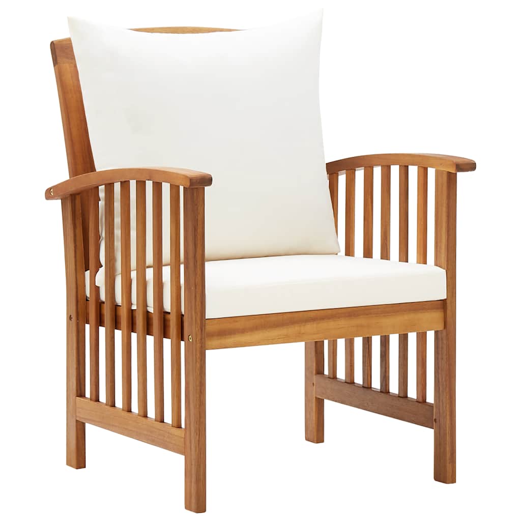 Garden Chairs With Cushions 2 Pcs Solid Acacia Wood Brown And Cream