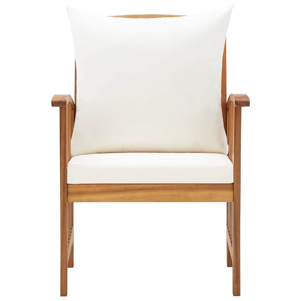 Garden Chairs With Cushions 2 Pcs Solid Acacia Wood Brown And Cream