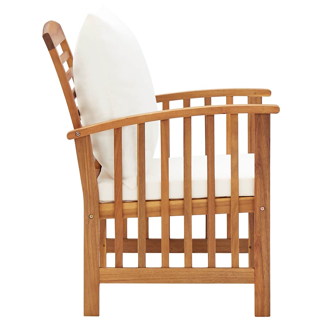 Garden Chairs With Cushions 2 Pcs Solid Acacia Wood Brown And Cream