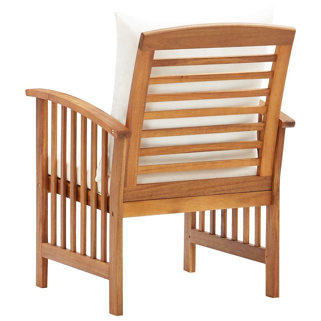 Garden Chairs With Cushions 2 Pcs Solid Acacia Wood Brown And Cream