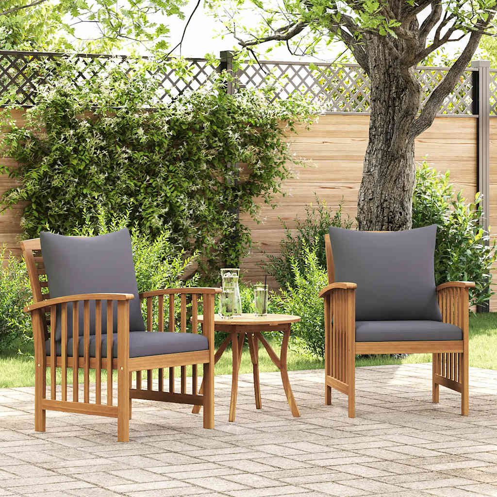 Garden Chairs With Cushions 2 Pcs Solid Acacia Wood