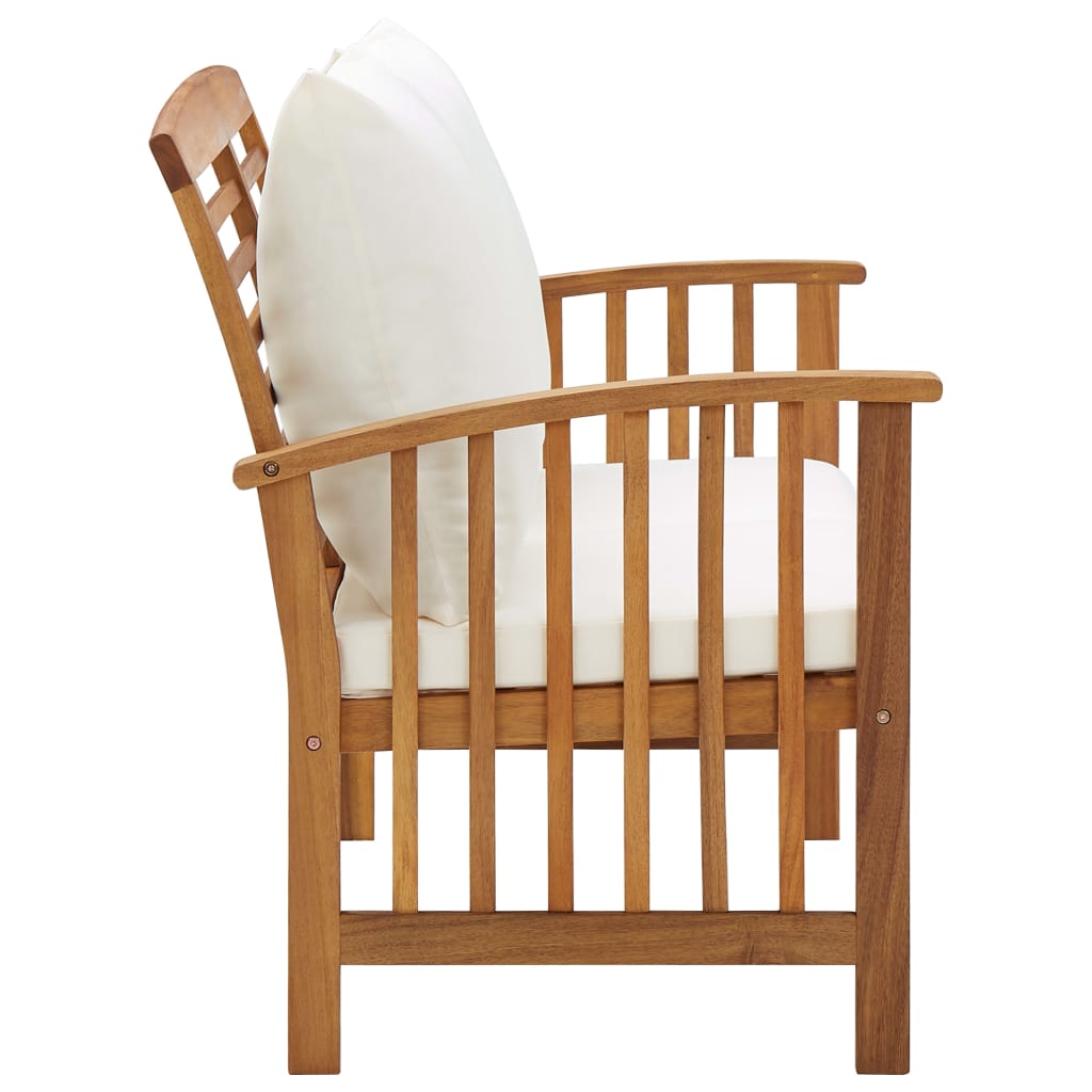 Garden Bench With Cushions 119 Cm Solid Acacia Wood
