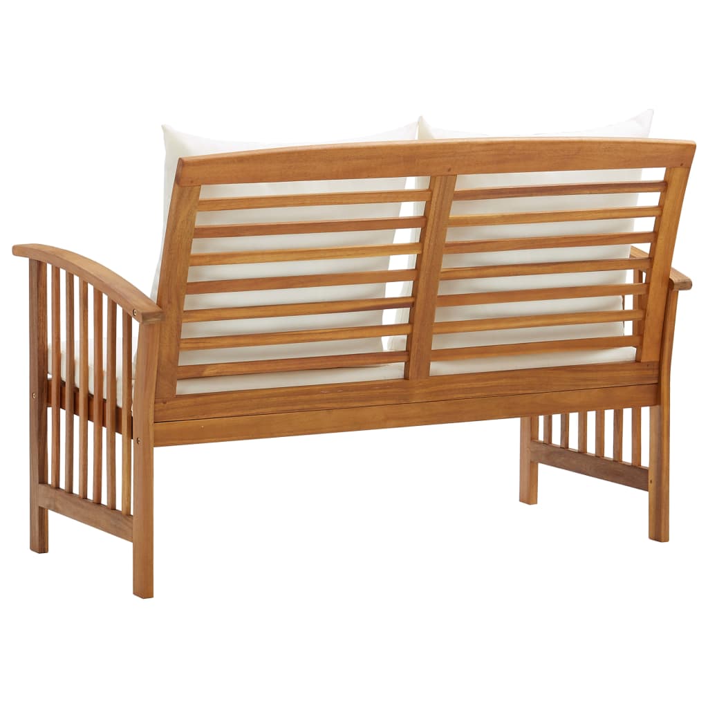 Garden Bench With Cushions 119 Cm Solid Acacia Wood