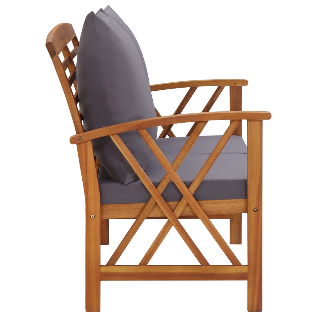 Garden Bench With Cushions 119 Cm Solid Acacia Wood