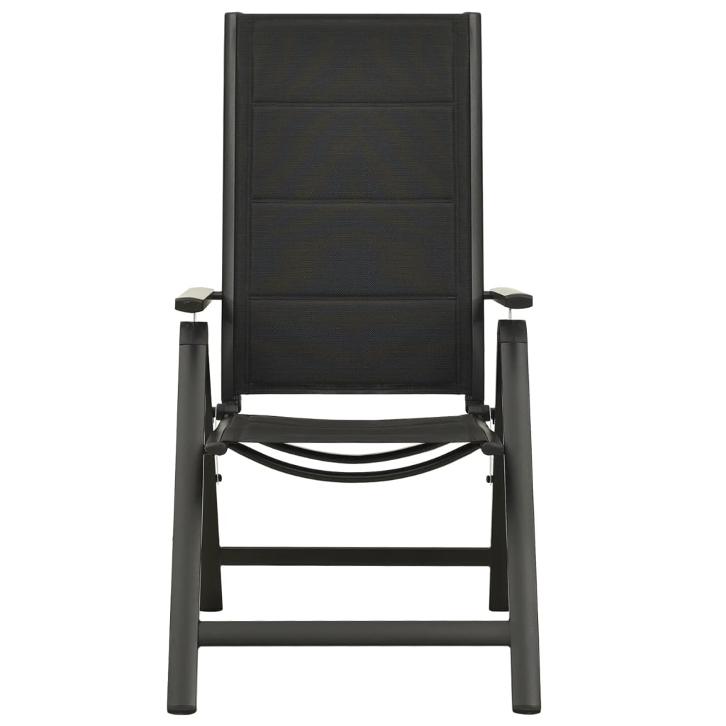 Folding Garden Chairs 2 Pcs Textilene And Aluminium Black
