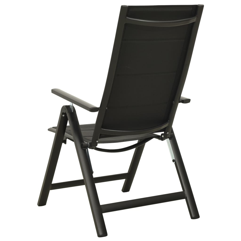 Folding Garden Chairs 2 Pcs Textilene And Aluminium Black