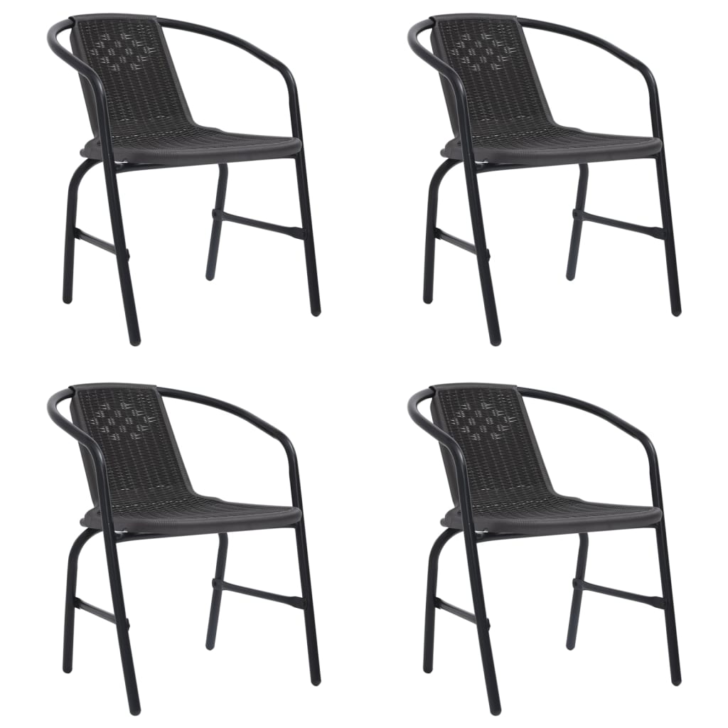 Garden Chairs 4 Pcs Plastic Rattan And Steel 110 Kg