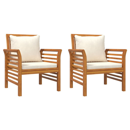 Sofa Chairs With Cushions 2 Pcs Solid Wood Acacia