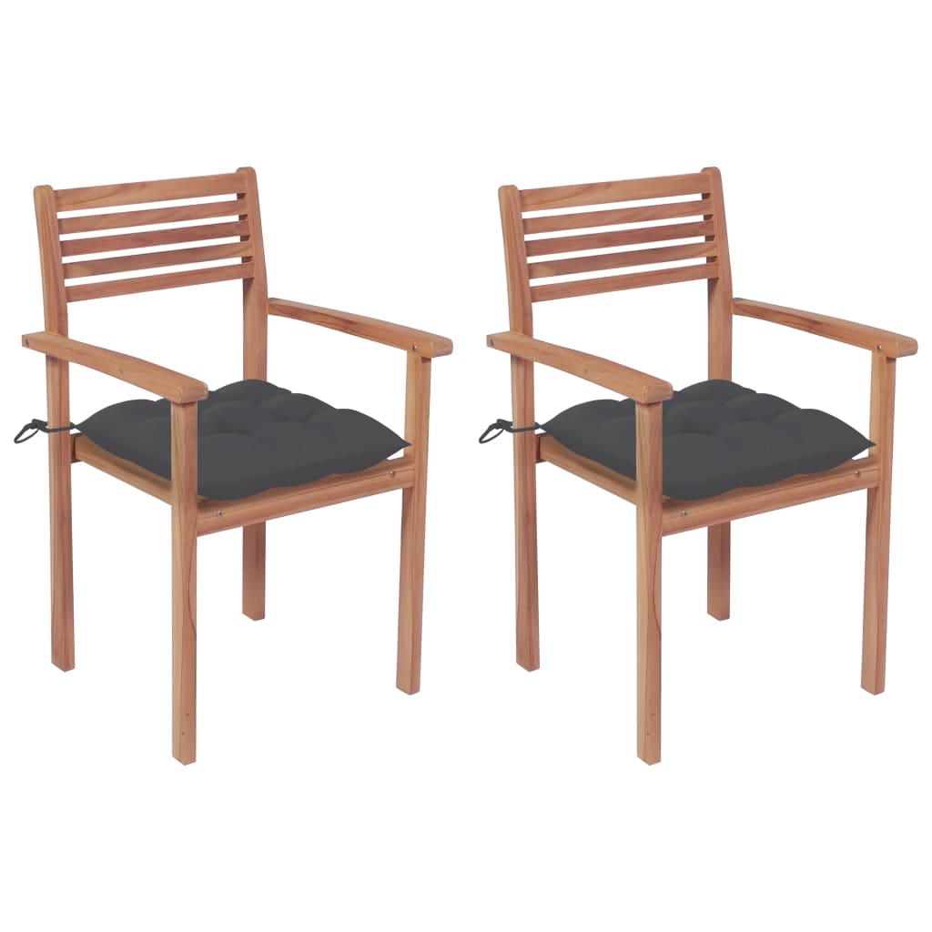 Stackable Garden Chairs With Cushions 8 Pcs Solid Teak Wood