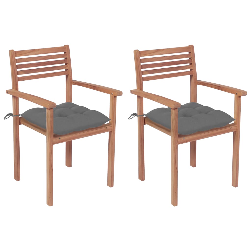 Stackable Garden Chairs With Cushions 8 Pcs Solid Teak Wood