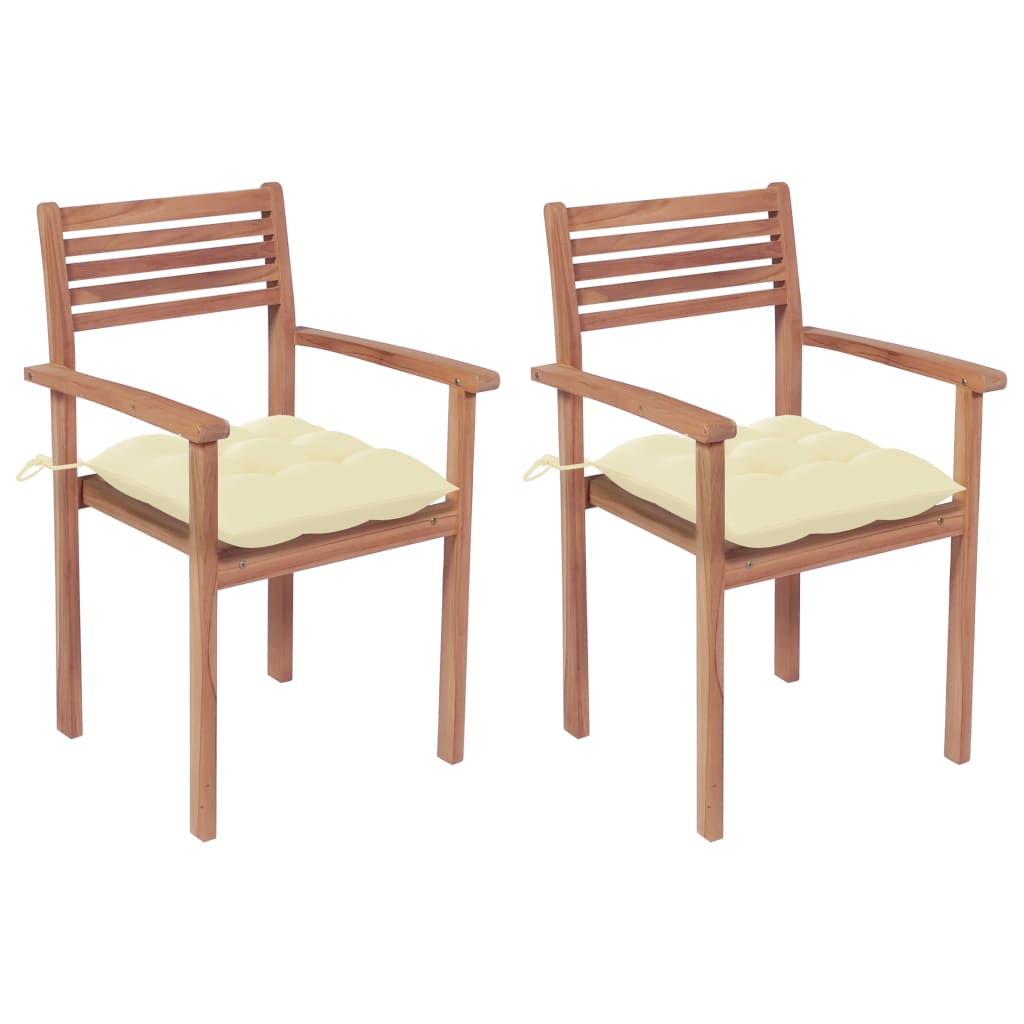 Stackable Garden Chairs With Cushions 8 Pcs Solid Teak Wood