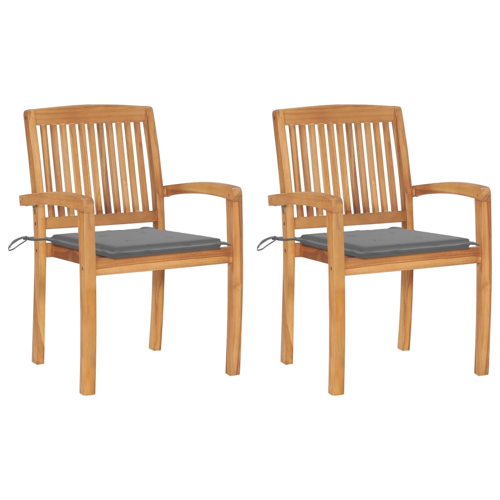 Stacking Garden Chairs With Cushions 4 Pcs Solid Teak Wood