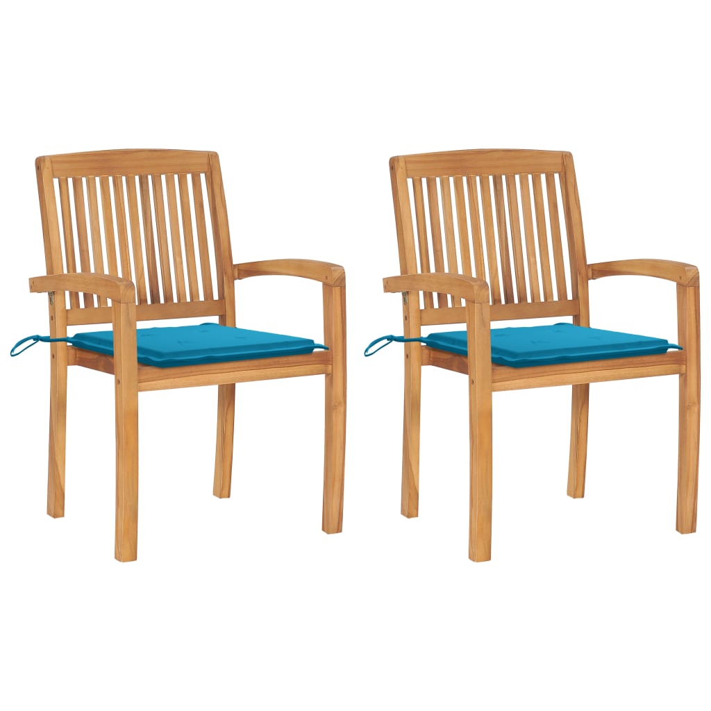 Stacking Garden Chairs With Cushions 4 Pcs Solid Teak Wood
