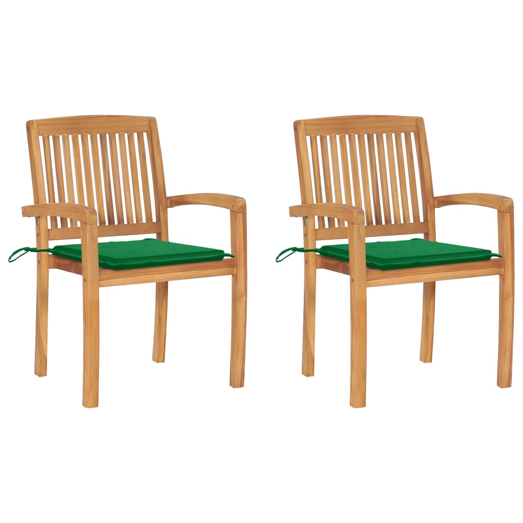 Stacking Garden Chairs With Cushions 4 Pcs Solid Teak Wood