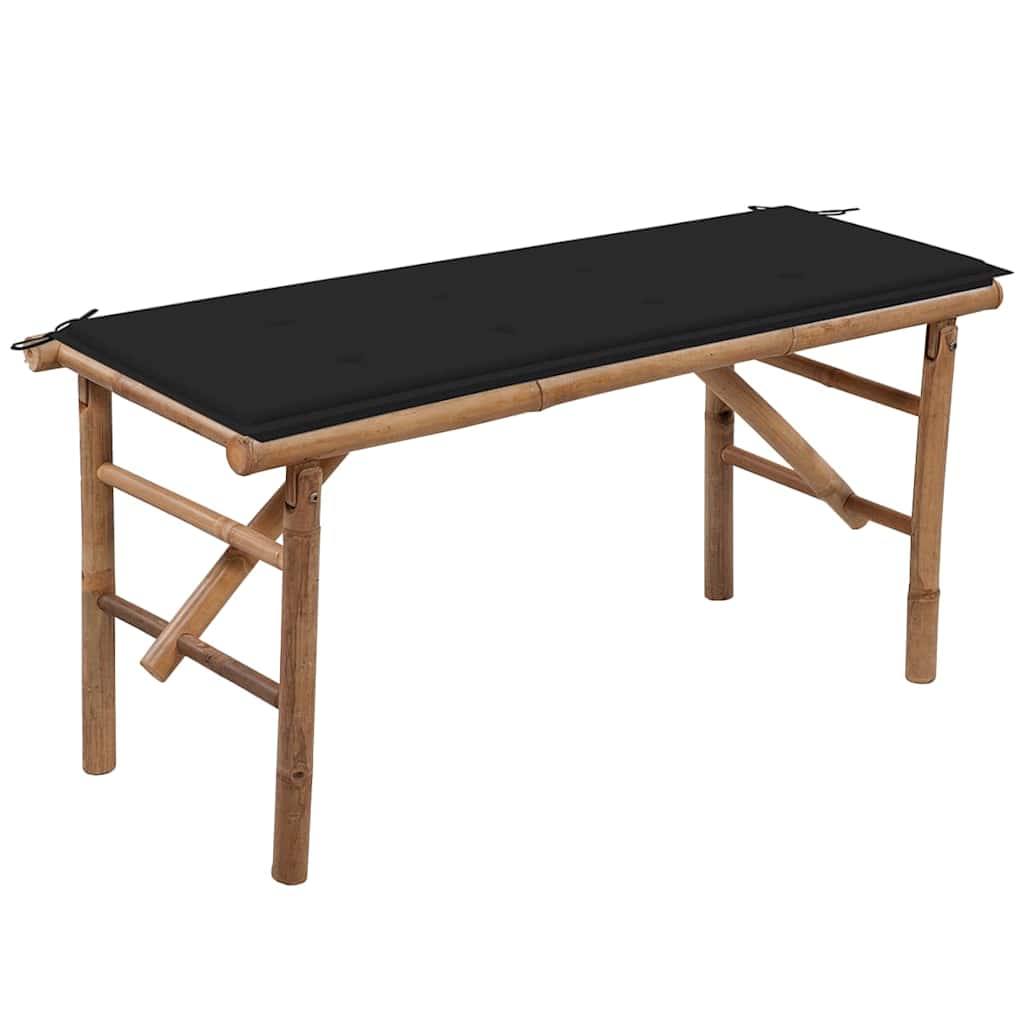 Folding Garden Bench With Cushion 118 Cm Bamboo