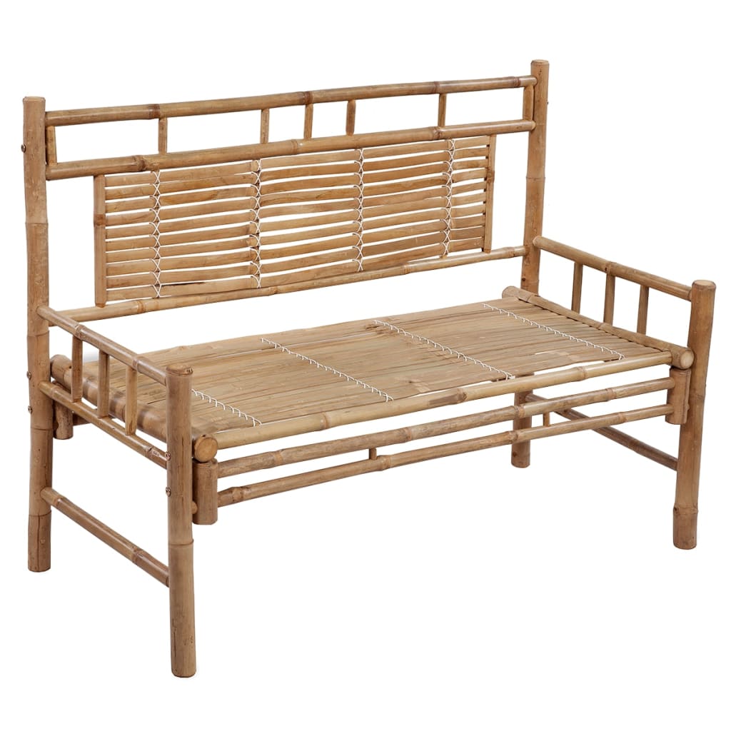 Garden Bench With Cushion 120 Cm Bamboo