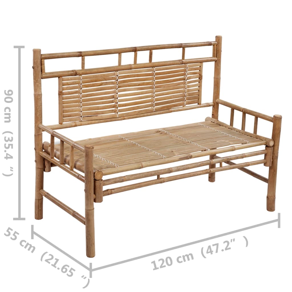 Garden Bench With Cushion 120 Cm Bamboo
