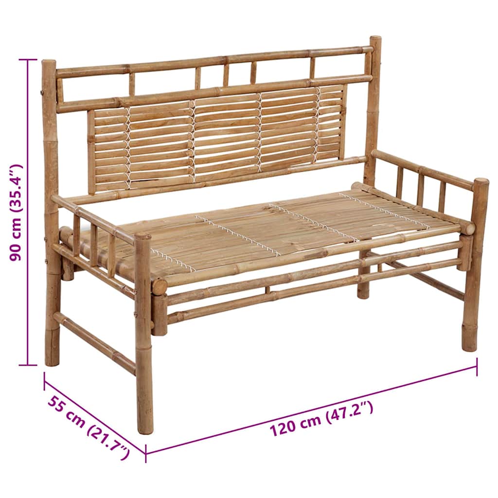 Garden Bench With Cushion 120 Cm Bamboo
