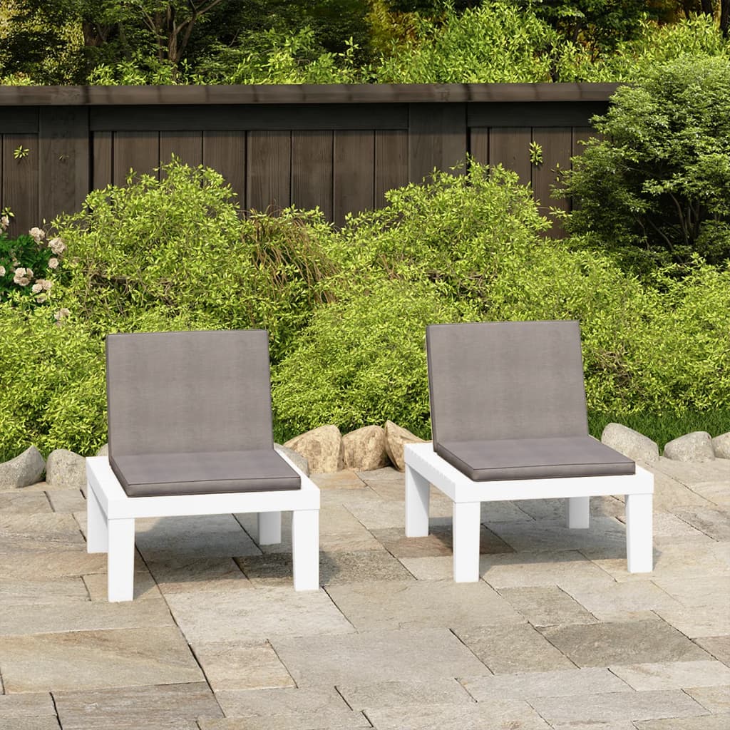 Garden Lounge Chairs With Cushions 2 Pcs Plastic