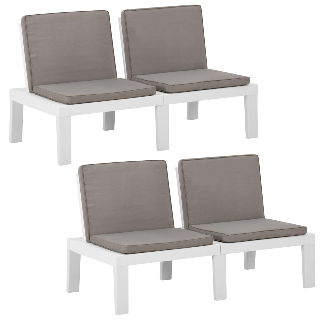 Garden Lounge Benches With Cushions 2 Pcs Plastic